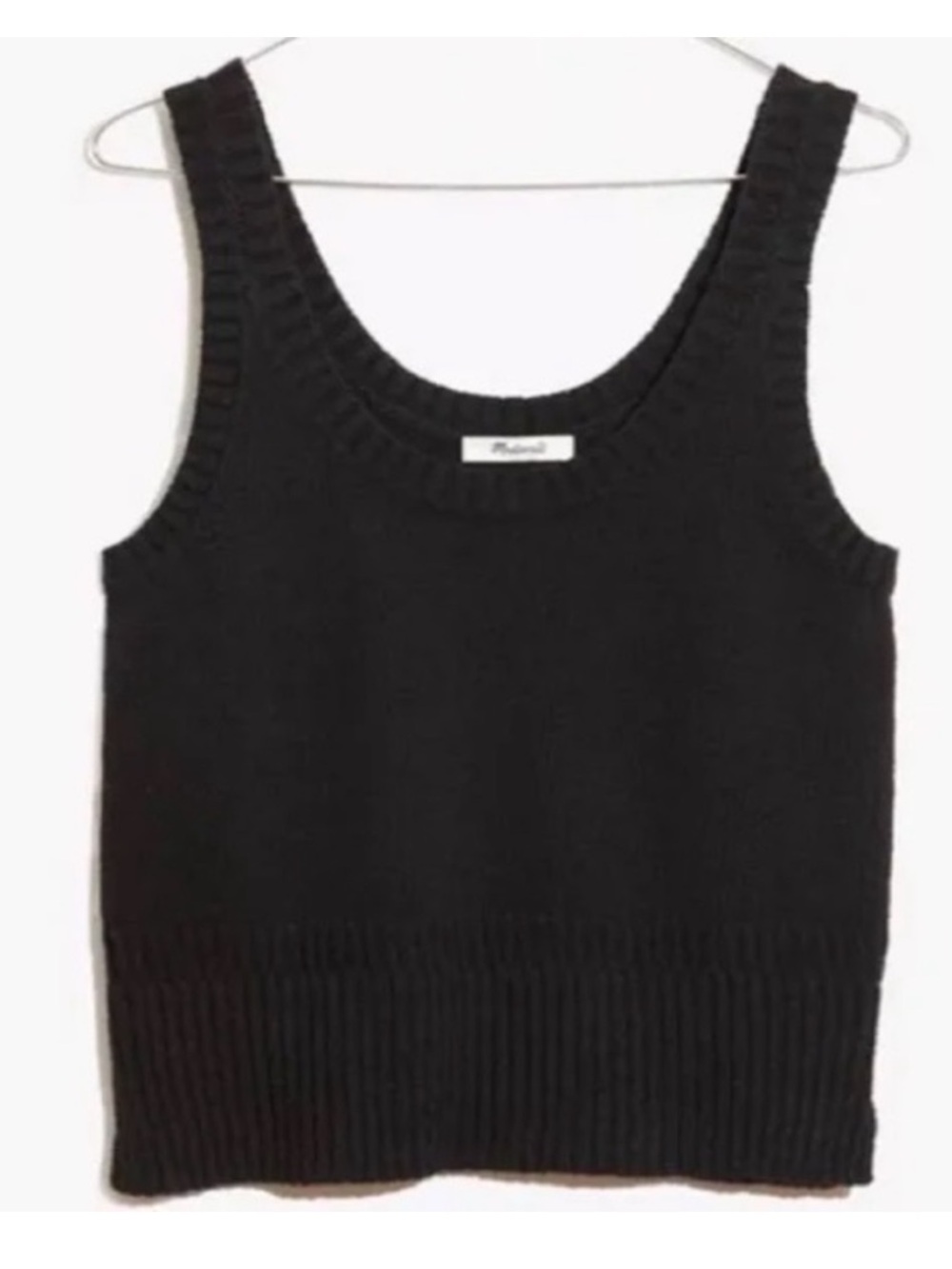 Madewell Black Knit V-Neck Tank Sweater